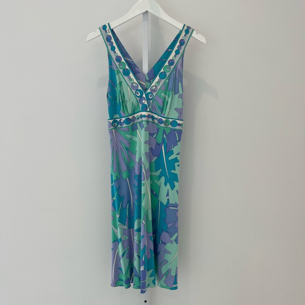 EMILIO PUCCI MULTI LEAF PRINT DRESS SIZE IT 44 / US 10